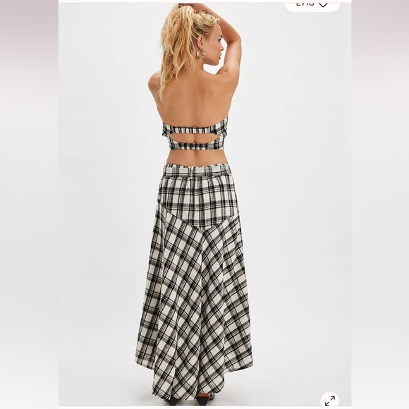 NWT Free People “After You” Set — Cropped Top + Maxi Skirt Black Plaid - Picture 2 of 8